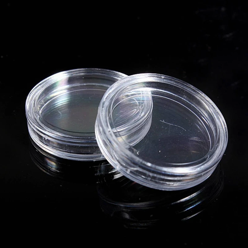 

20 Pcs Small Round Transparent Plastic Coin Capsules Box 22Mm & 27Mm