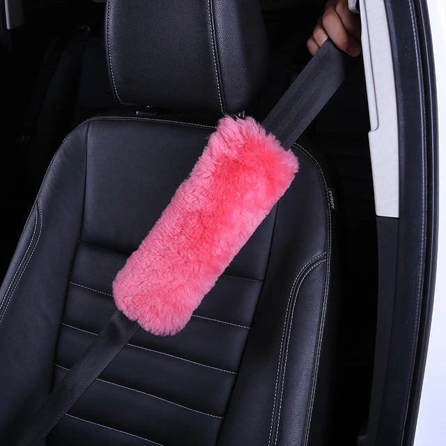 Housse de protection pour ceinture de sécurité de voiture en peau de  mouton, coussinets pour harnais, doux et confortable - AliExpress