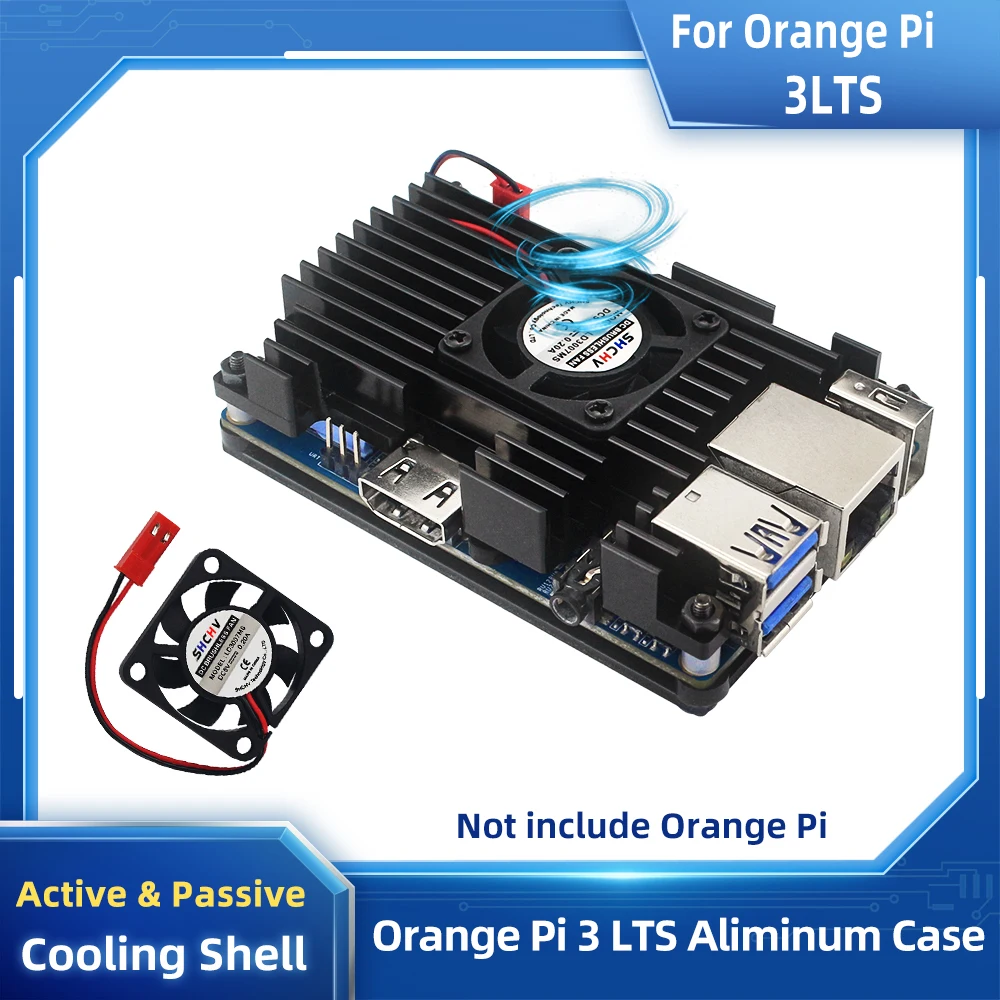 OrangePi3LTSAluminumCasewithFanHeatSinksActivePassive