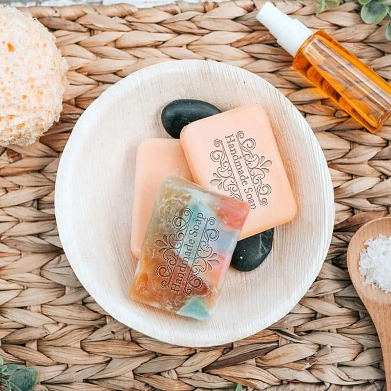 1pc Flower Acrylic Stamp Word Soap Embossing Stamp Soap Handle Round Chapter Imprint Handmade soap stamp