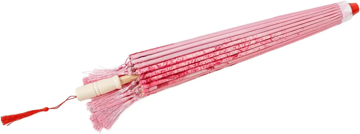 Classic Chinese Art Asian Style 33" Silk Parasol Umbrella with Tassels for Wedding Parties Photography Costumes Cosplay