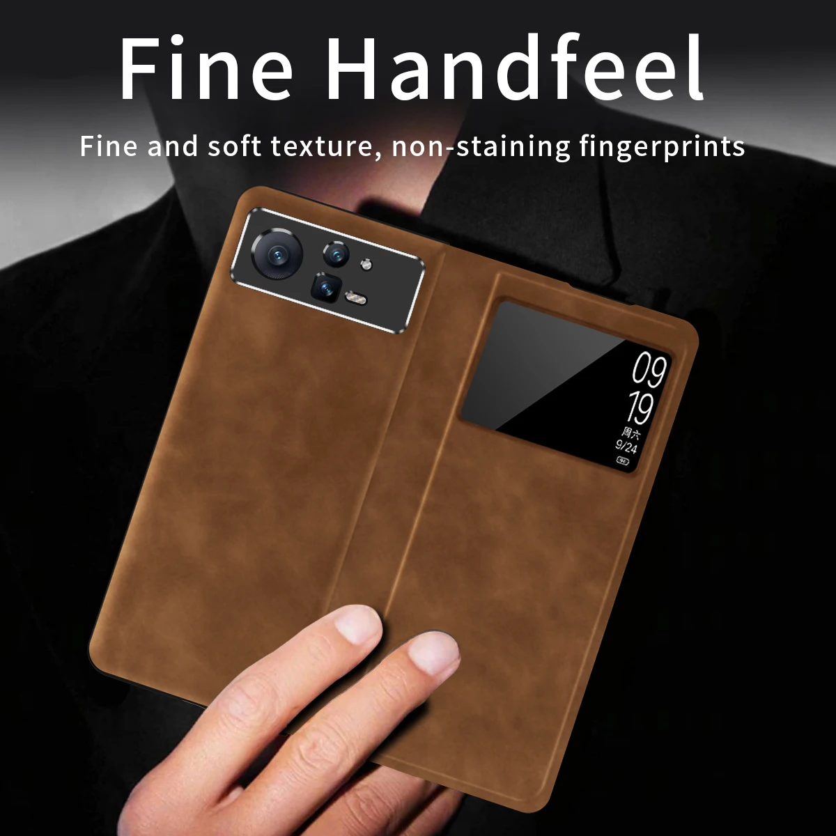 Leather Folding Case with Concealed Stand - High-end Business Holster