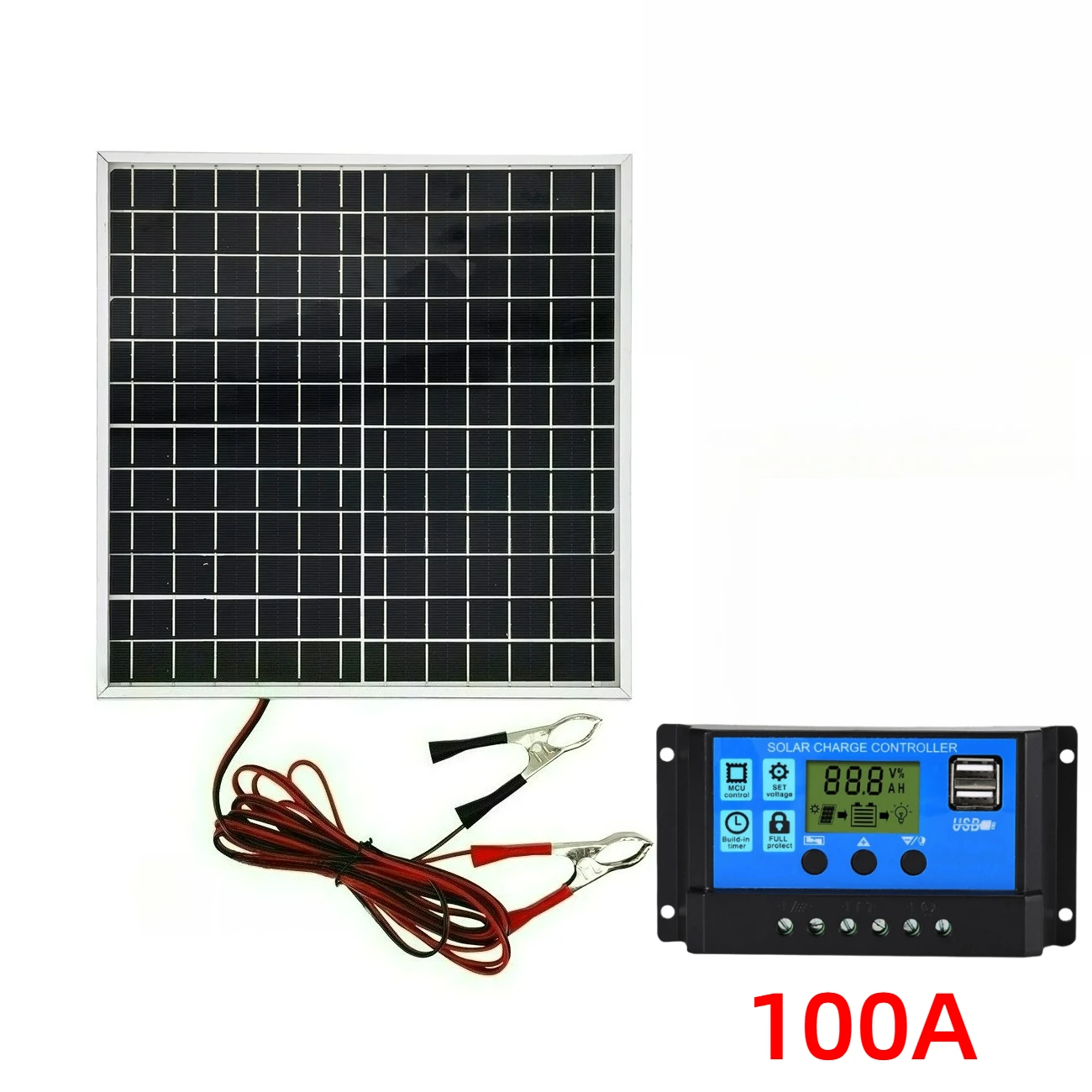 Compact Outdoor Monocrystalline Solar Power Kit with Durable Aluminum Frame and Solar Controller