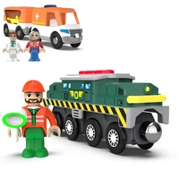 Kids Electric Train Set Locomotive Magnetic Train Car Diecast Slot Toy Fit for Wooden Train Railway Track Toys for Children Gift 1