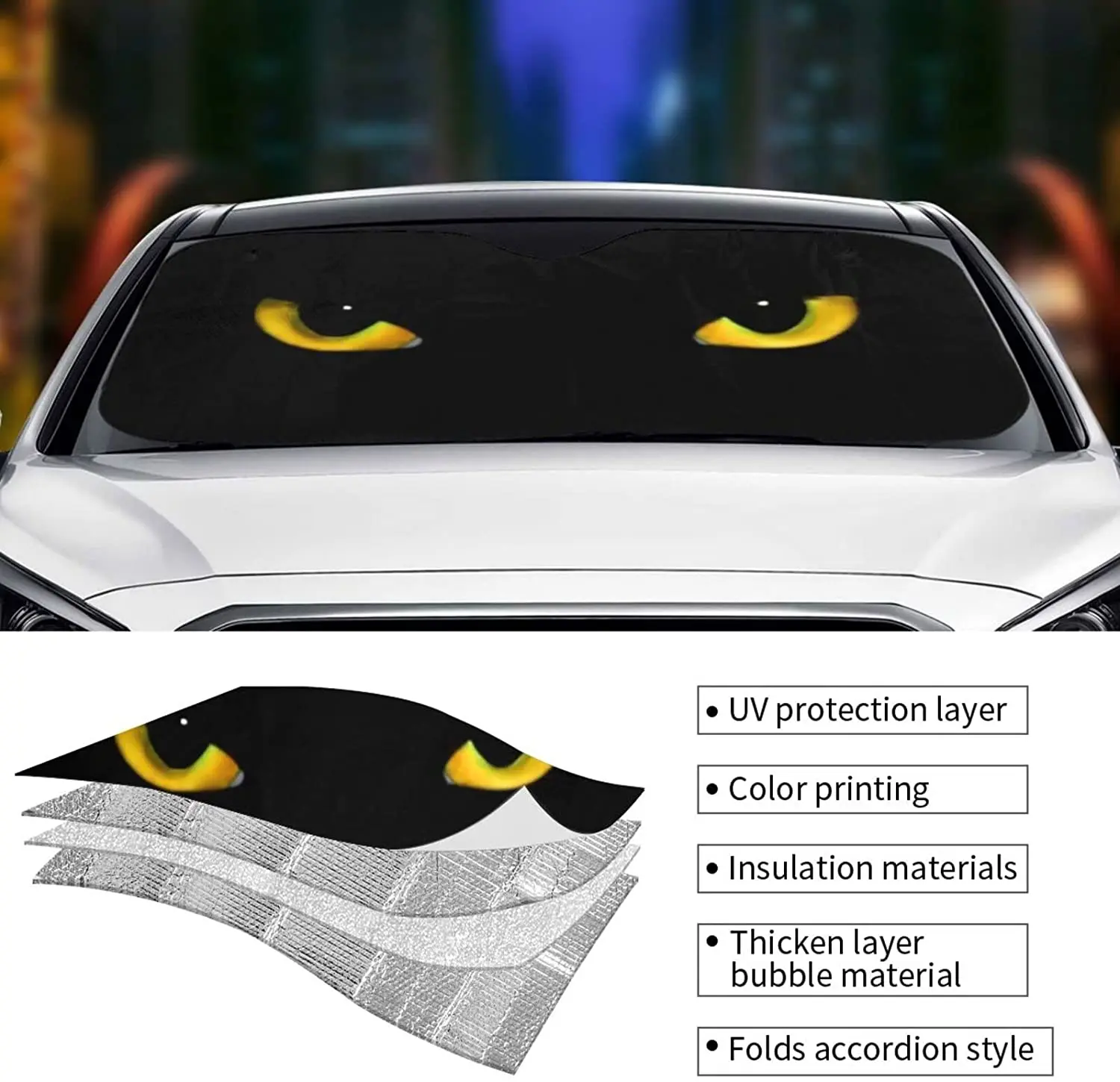 Pare-soleil universel pour voiture, pare-soleil automatique, yeux de dessin  animé, pare-soleil de voiture, réflecteur de pare-brise avant, protection  solaire, été - AliExpress