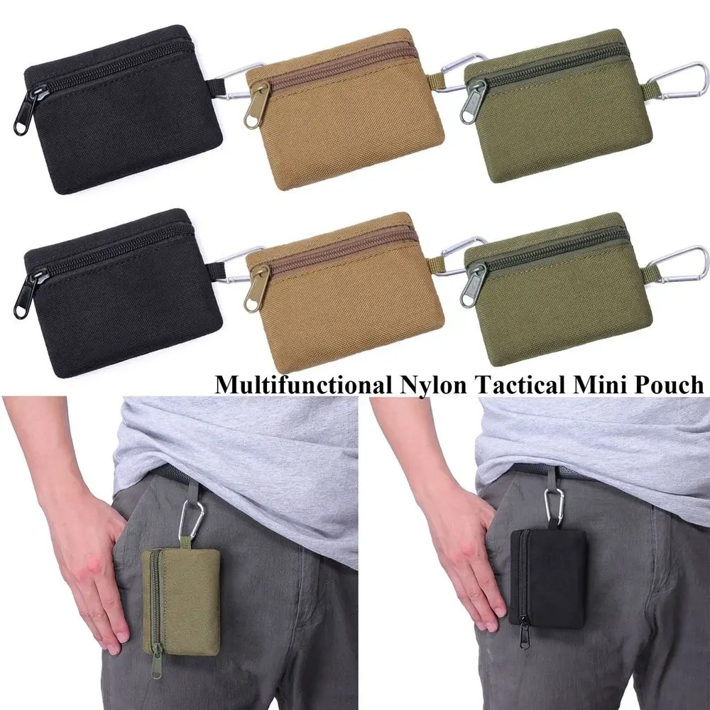 

Nylon Tactical Mini Pouch New Multifunctional Hunting Accessories With Carabiner Hook Sports Wallet Outdoor Tool