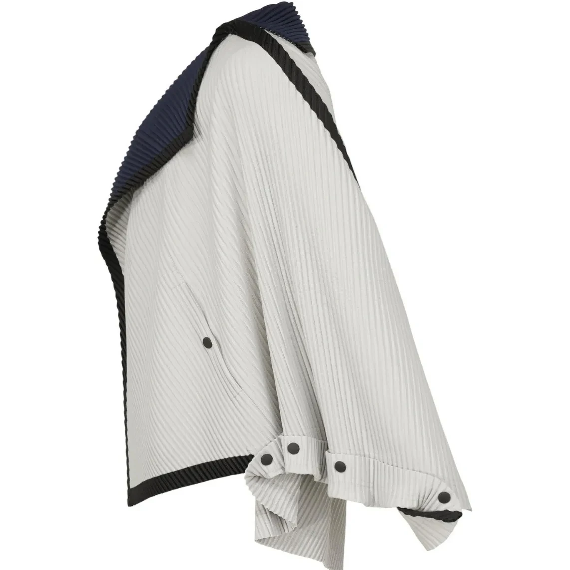 Miyake Pleated Autumn New Men's Trench Coat Original Designer Hip Hop Colored Vertical Stripe Short Jacket Top 5