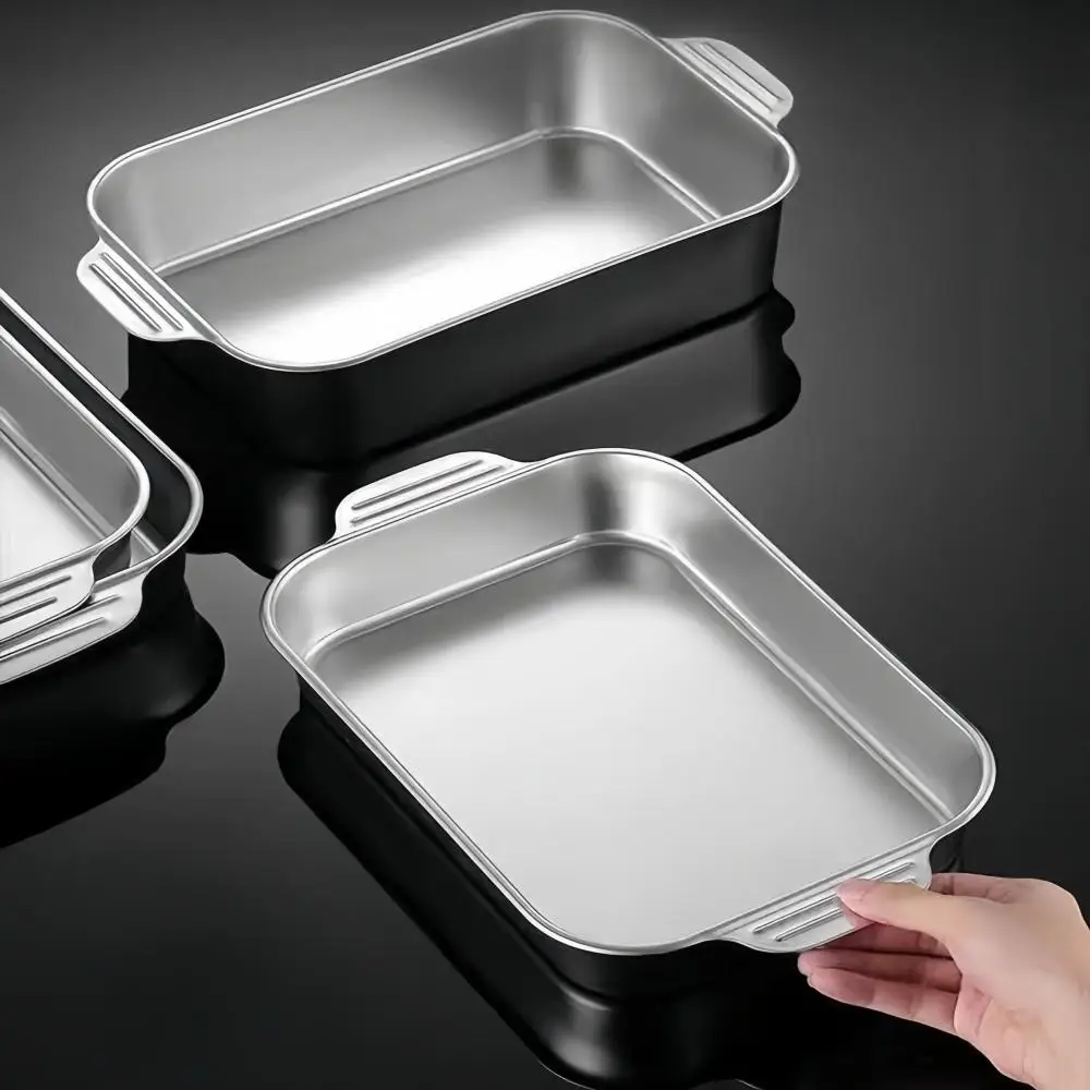 Baking Pan Baking Pan Tray 2-Piece Stainless Steel Rectangular Baking Pan Set Covers Heavy-Duty Multi-Functional Fish Seafood Barbecue Service