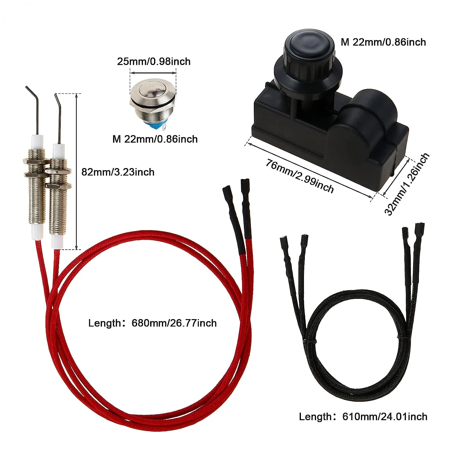 Grill Igniter Push Button Control Switch Ignition Automatic Ignition System Control AA Battery Ignitor w/ Sparkers for Gas Grill refrigerator fan motor propane tank refill adapter gas cooker top cover kit gas stove knobs kerosene stove wicks wood pellet stove part stove rope seal folding card stove stove fan ceramic fiber blanket grill ignition system