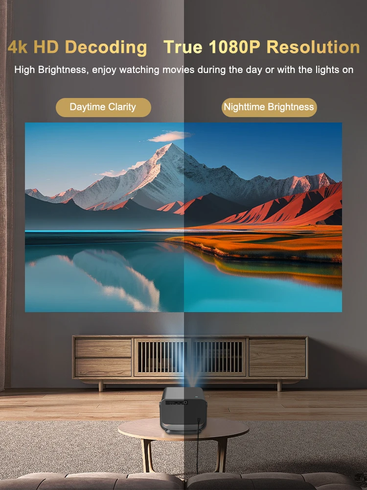 오리지널 스마트 비디오 프로젝터 500 안시 자동 초점 2GB+8GB 안드로이드 TV 12 프로젝터 WiFi6 MAX 4K 미니 휴대용 프로젝터