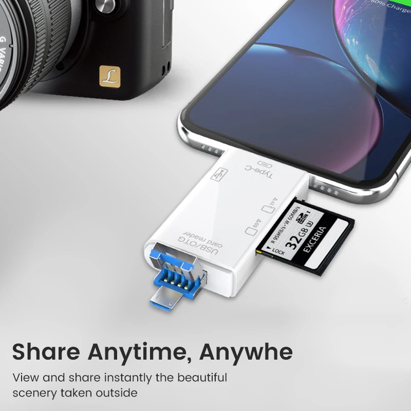 USB Type C Card Reader 6 in 1 OTG Multi-Function Usb 3.0 Micro TF SD USB Card Reader Adapter PC Laptops Tablet Phone Accessories