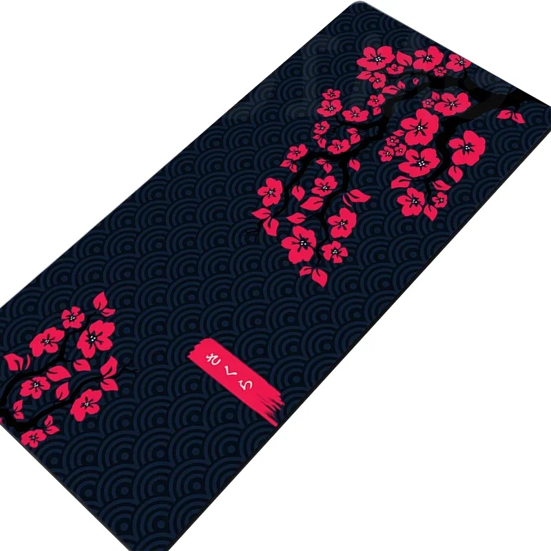 وسادة فأرة كبيرة للألعاب بطبعة ساكورا، مقاس 90x40 سم، مصممة لتغطية المكتب بالكامل، توفر سطحًا مريحًا للفأرة ولوحة المفاتيح لأجهزة الكمبيوتر.  Large Gaming Mousepads Sakura Mouse Pad Computer Mousepad Mouse Mat 90x40cm Desk Pads For PC Keyboard Mats Table 