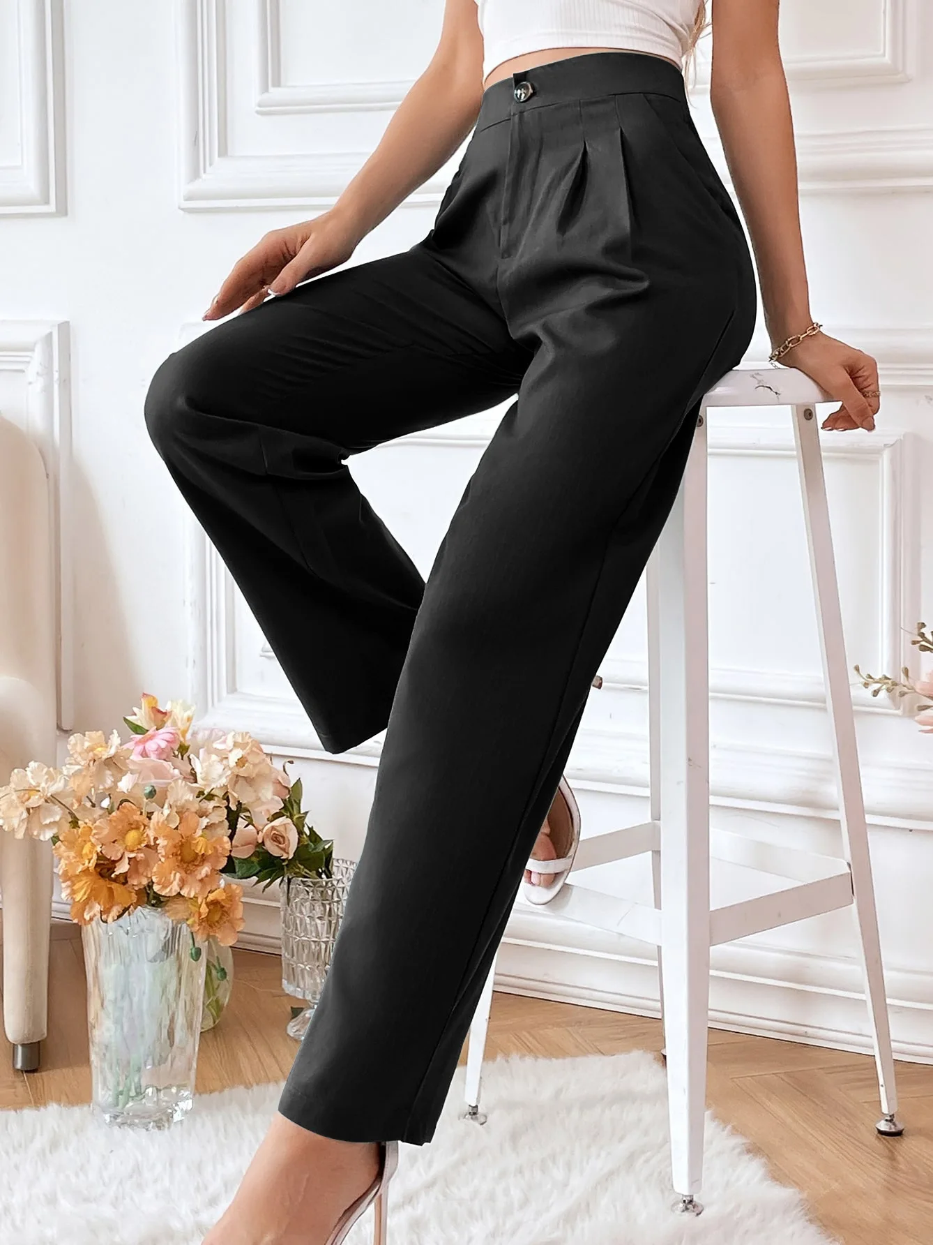 SRUBY Warm High Waist Flared Plants Jacquard Velvet Flare Leg Pants Pants  Fashion Female Student Leisure Black Wide Leg Pants - AliExpress