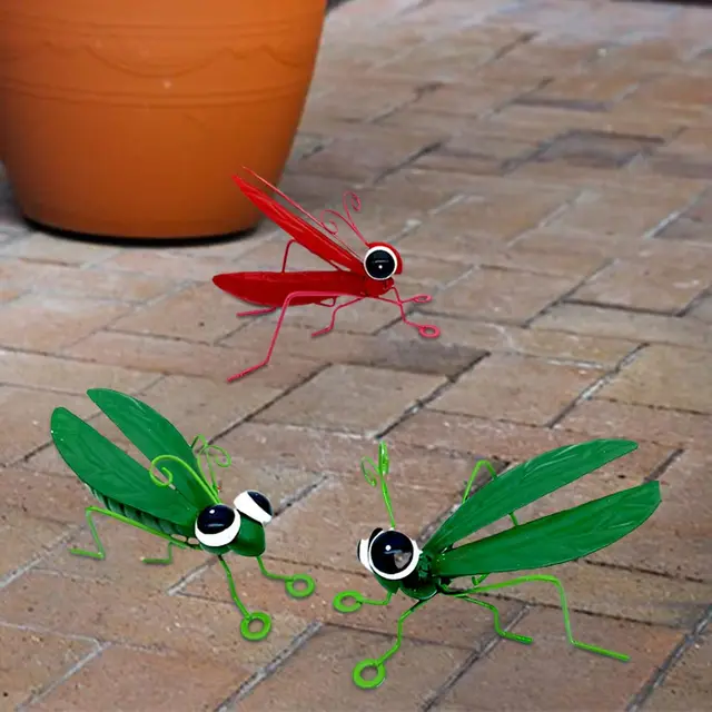 Kézzel Készített Fém Szöcske Kerti Dekoráció Kültéri Fali Művészet Szobrok Hátsó Udvar Kerítés Dísz - Image 4