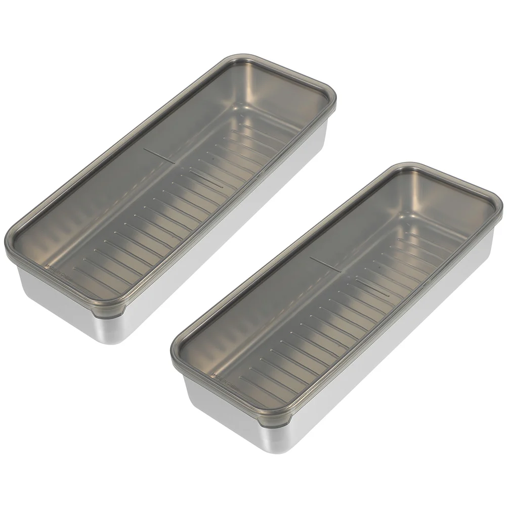 

2pcs Stainless Steel Food Container with Lid Food Storage Box Sealed Box for Fridge