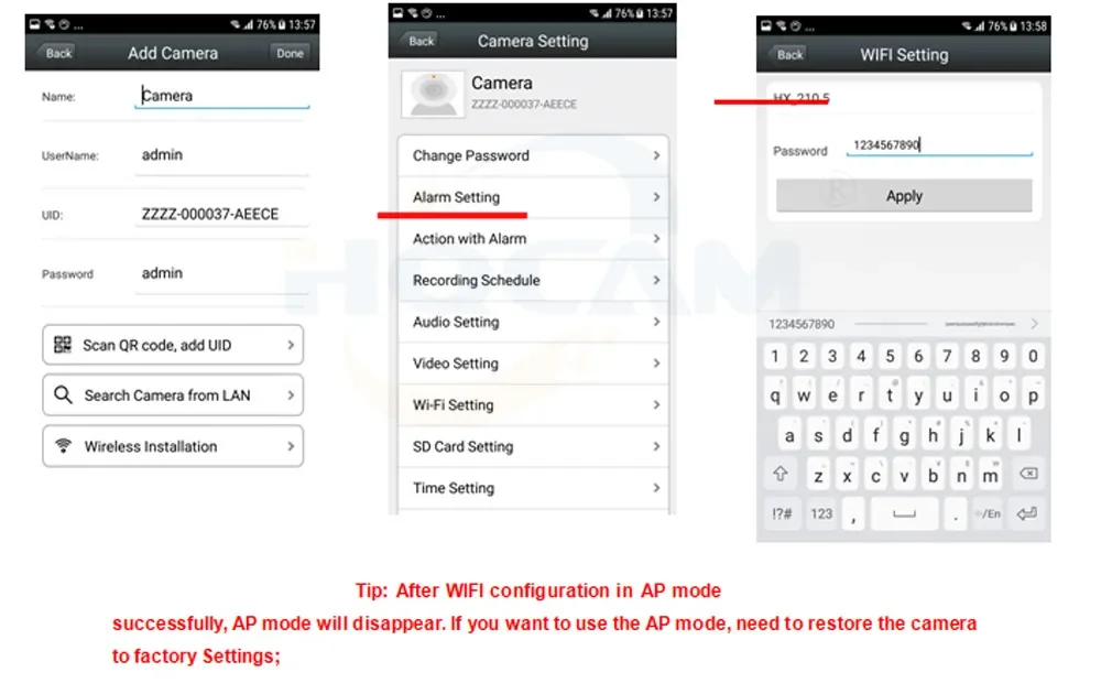 Pripojenie mini WiFi kamery