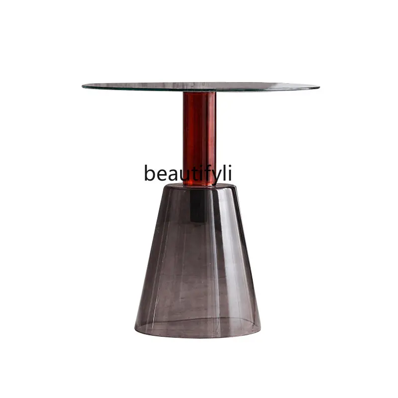 

round Glass Coffee Table Simple Living Room Modern Creative Corner Table Light Luxury Sofa Side Table Coffee Table