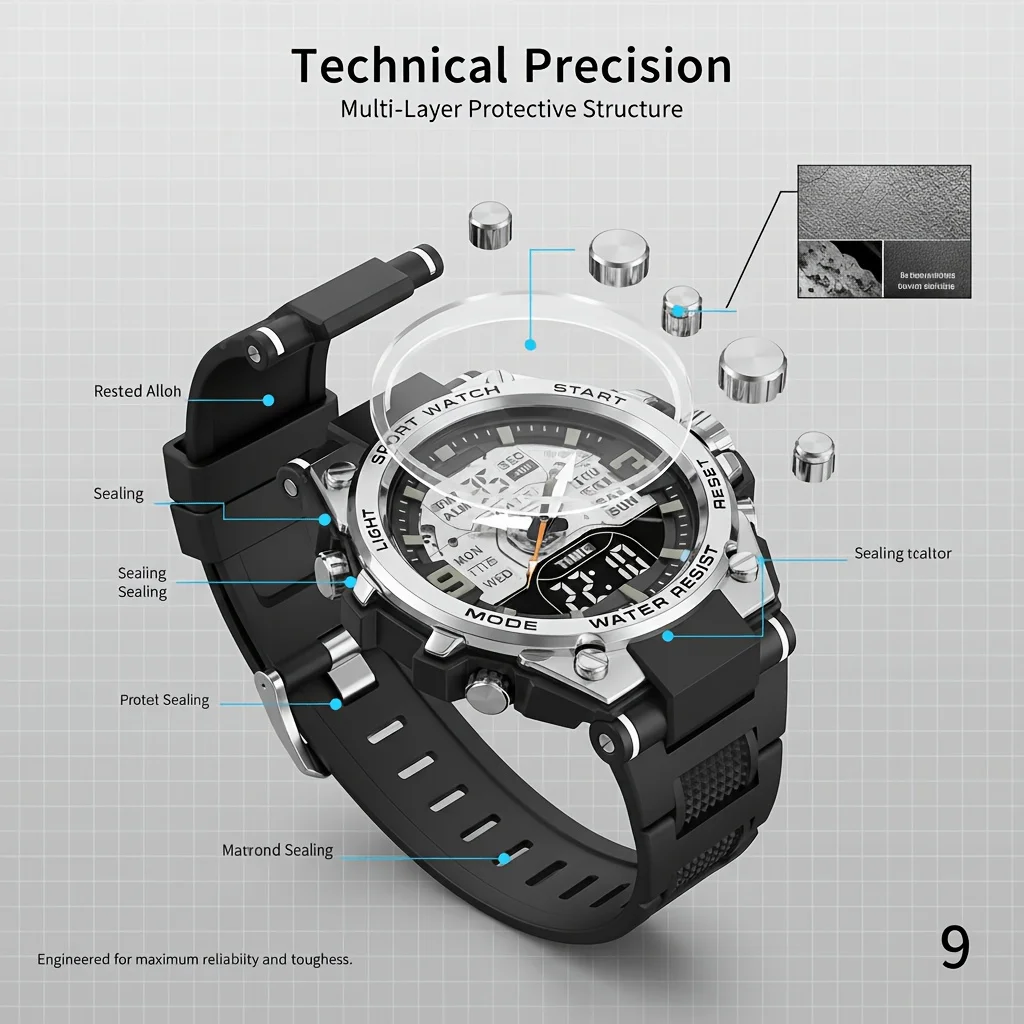 Trendy men's and women's sports watches with multifunctional student dials and electronic watches - 4