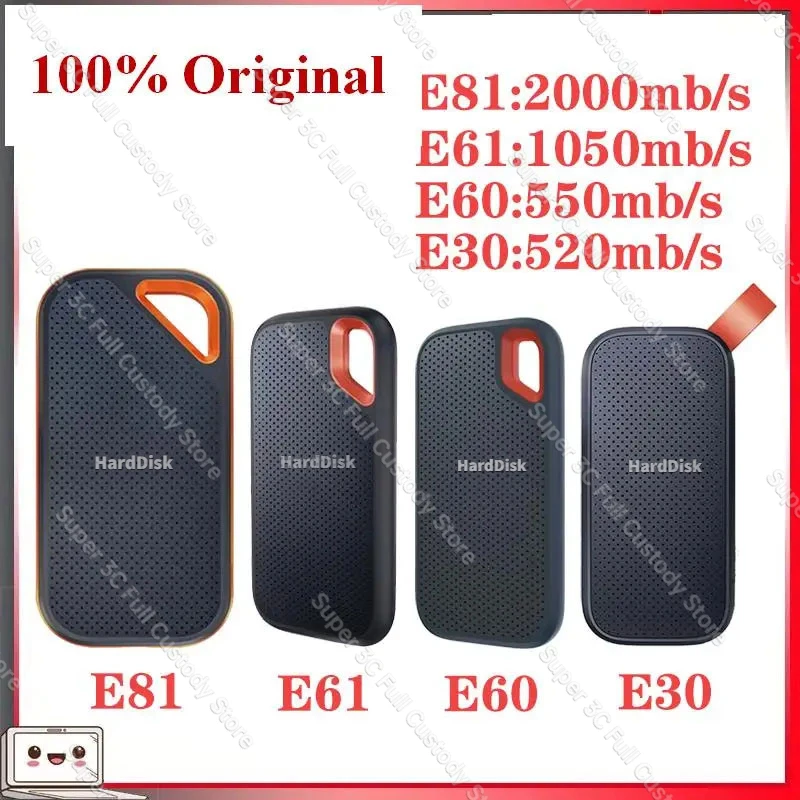 

For SanDisk 1TB PSSD 4TB E81 E61 500GB E30 2TB Portable Hard Disk Mobile SSD external Hard Drive 100% Original Solid State Drive