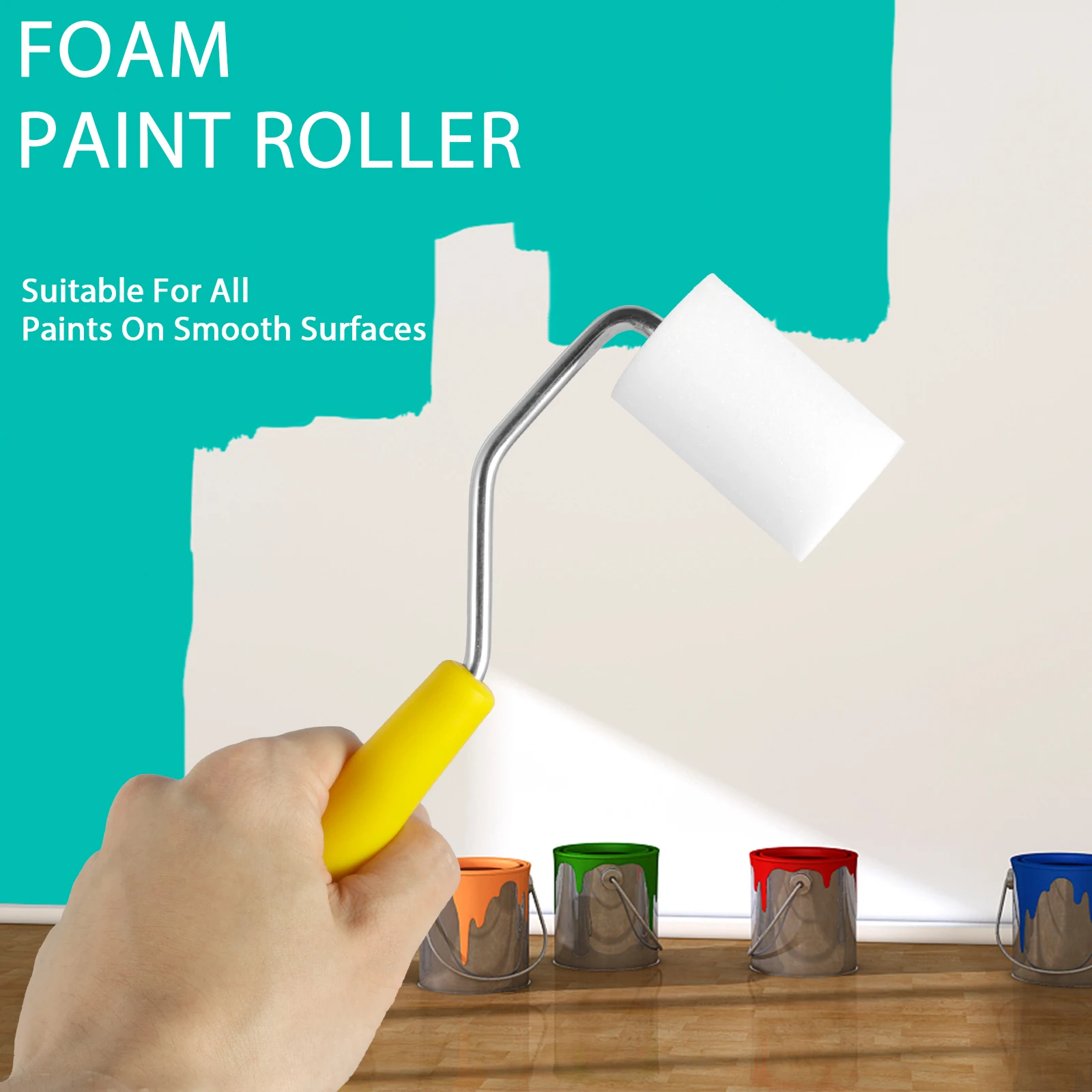 Paint Roller Set 8Pcs Mini Foam Roller Edger Brush Wall Ceiling Painting Tool Paint Tray