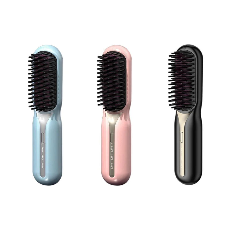 AGOUP Cordless Hair Straightener Hot Heating Comb Professional Electric Brush For Hair Smoothing Iron Negative Care