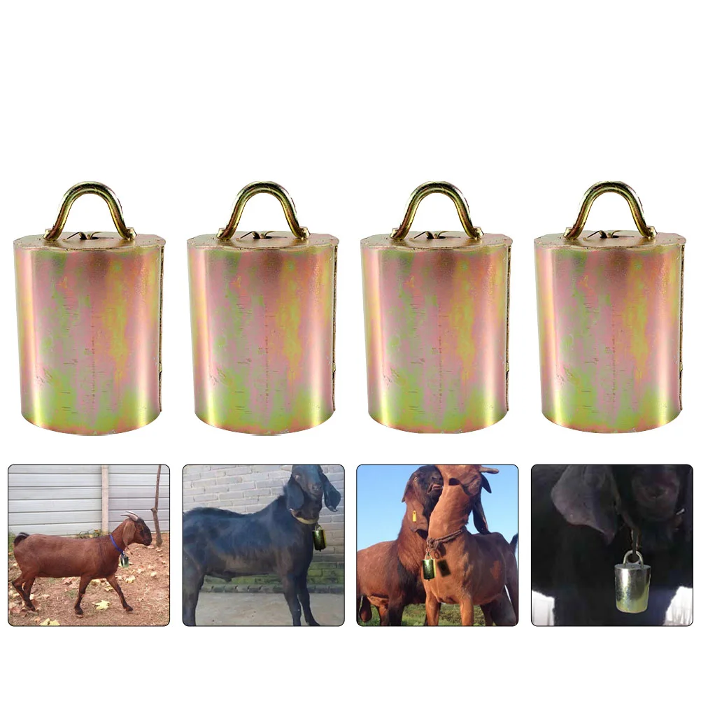4 Pcs Galvanized Cow Bell Cowbell Tin Bells Farm Animal Long Distance Loud Livestock Anti Lost Pendant