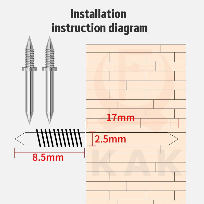 KAK 더블 헤드 스커트 스레드 심리스 못, 보이지 않는 나사, 손톱 특정 슬리브 도구, 더블 헤드 손톱 수공구, 50 개