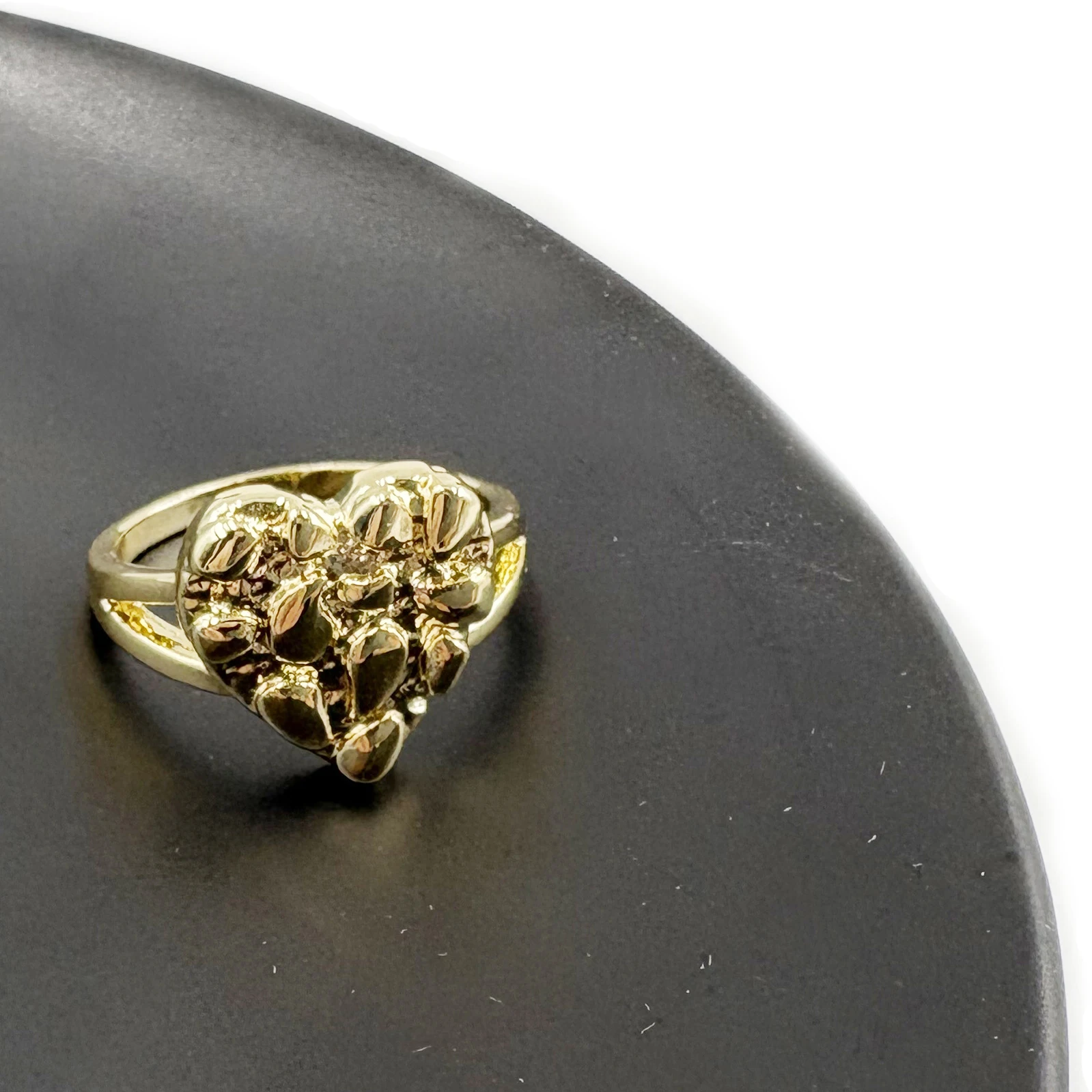14mm Heart Shape Finger Ring for Women Hip Hop Style 14K Gold Plated Nugget Jewelry Gift for Girlfriend Valentine's Day 3