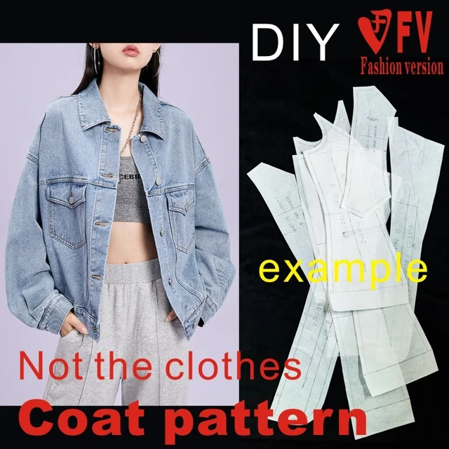 Cutting pattern women's denim short jacket garment structure design drawing  1:1 DIY pattern BWT-128
