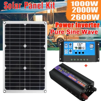 เครื่องกำเนิดไฟฟ้าพลังงานแสงอาทิตย์ Pure Sine Wave อินเวอร์เตอร์12V 220V 2600/2000/1600W อินเวอร์เตอร์แปลงไฟแผงโซล่าพร้อม30A Controller 1