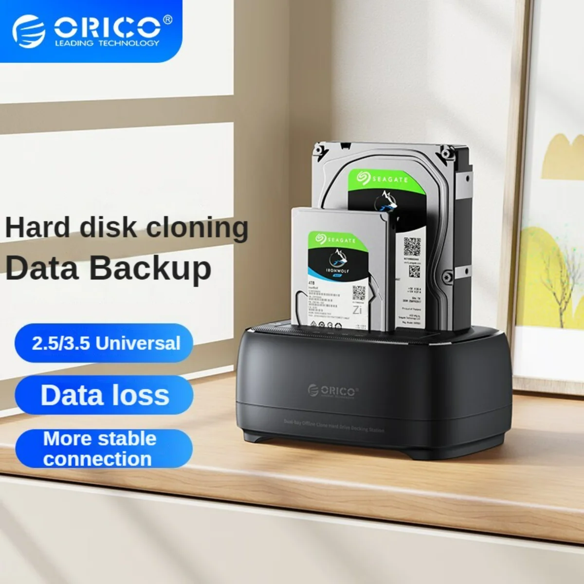 

ORICO Offline Clone 2 Bay HDD Docking Station USB3.0 & Type-C 5Gbps Dual-bay Hard Disk Enclosure for 2.5/3.5 Inch HDD Enclosure