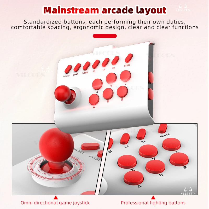 VILCORN Mini Arcade Joystick Wireless Gaming Controller for PC/Android/iOS Phones Fighting Stick for Street Fighter/Mame Game