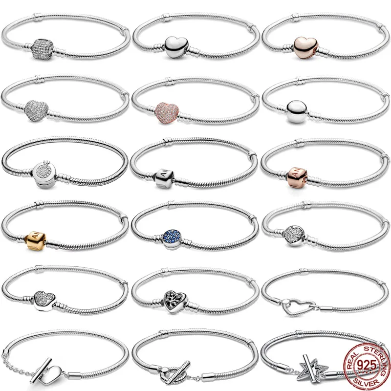 

Лидер продаж, классический браслет из серебра 925 пробы, подходит для дизайна оригинальных шармов, бусины для поделок, изысканные женские ювелирные изделия, подарки