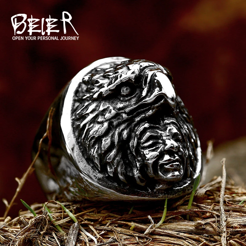 Beier 2022 New Viking Odin Crow Raven Ring Men Nordic Mitologia Ring Nordic Amulet Jewelry Disegni Speciali