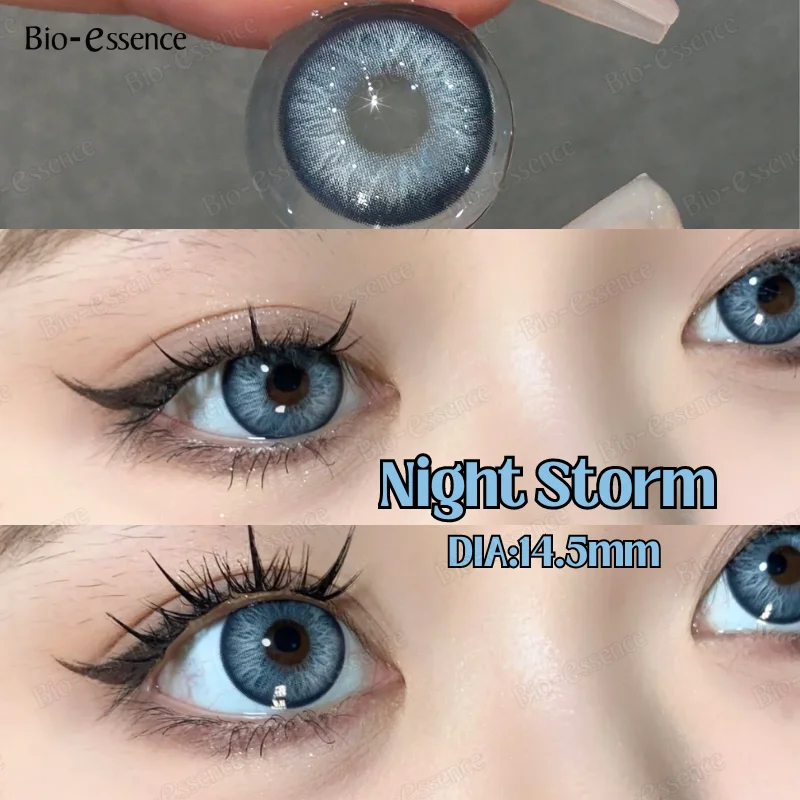 

Bio-essence 1Pair Natural Colored Contacts Blue Lens with Myopia Yearly Use Korea Big Eyes Contact Gray Pupils Free Shipping