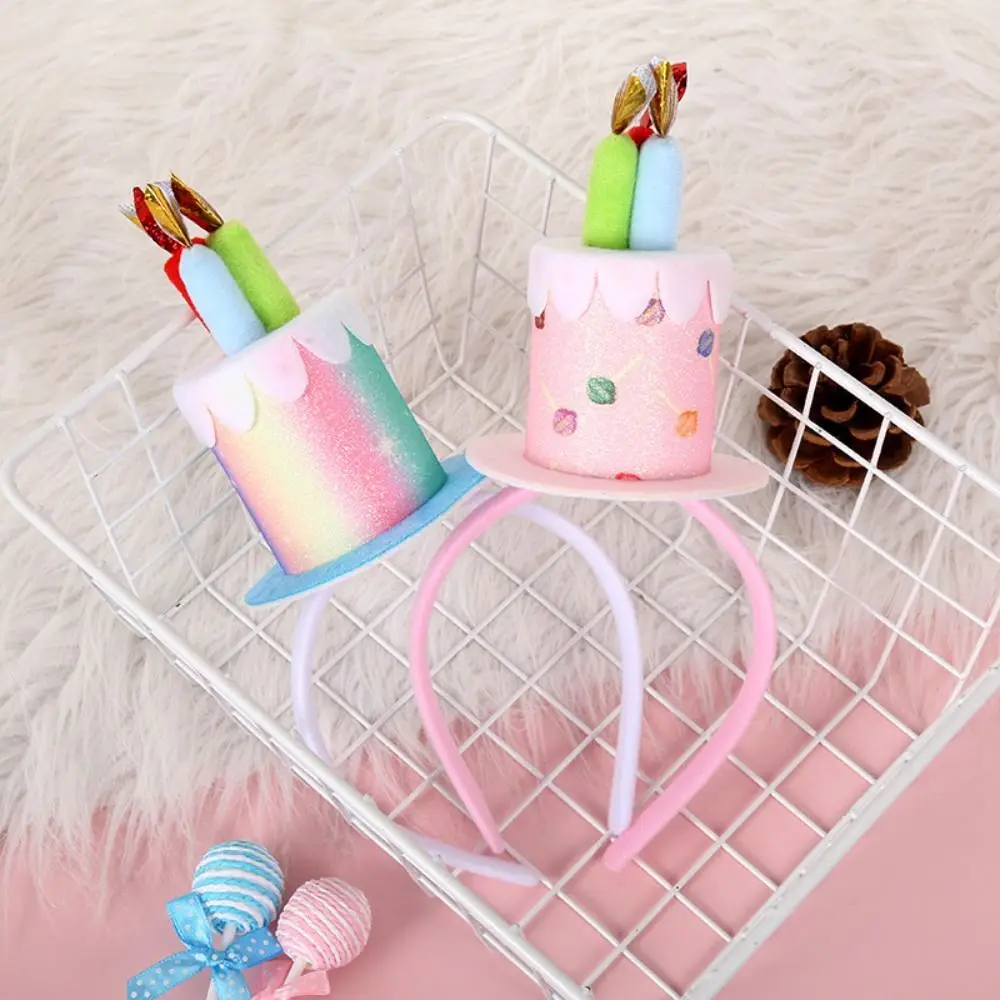 Kawaii Hair Accessories Birthday Hairband Candle Happy Birthday Korean Style Headband Cake Colorful Women Hair Hoop Children