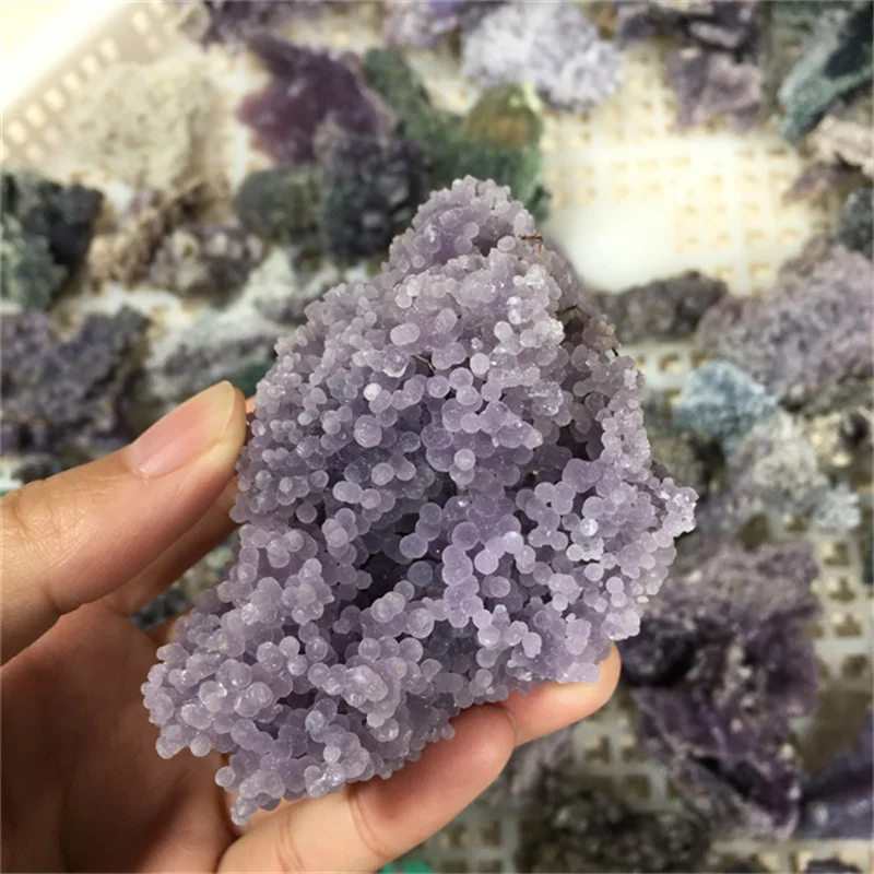 

Natural grape Agate Geode Crystal Mineral Energy Healing Crystals Lucky Stone Cluster Purple Collection Specimen