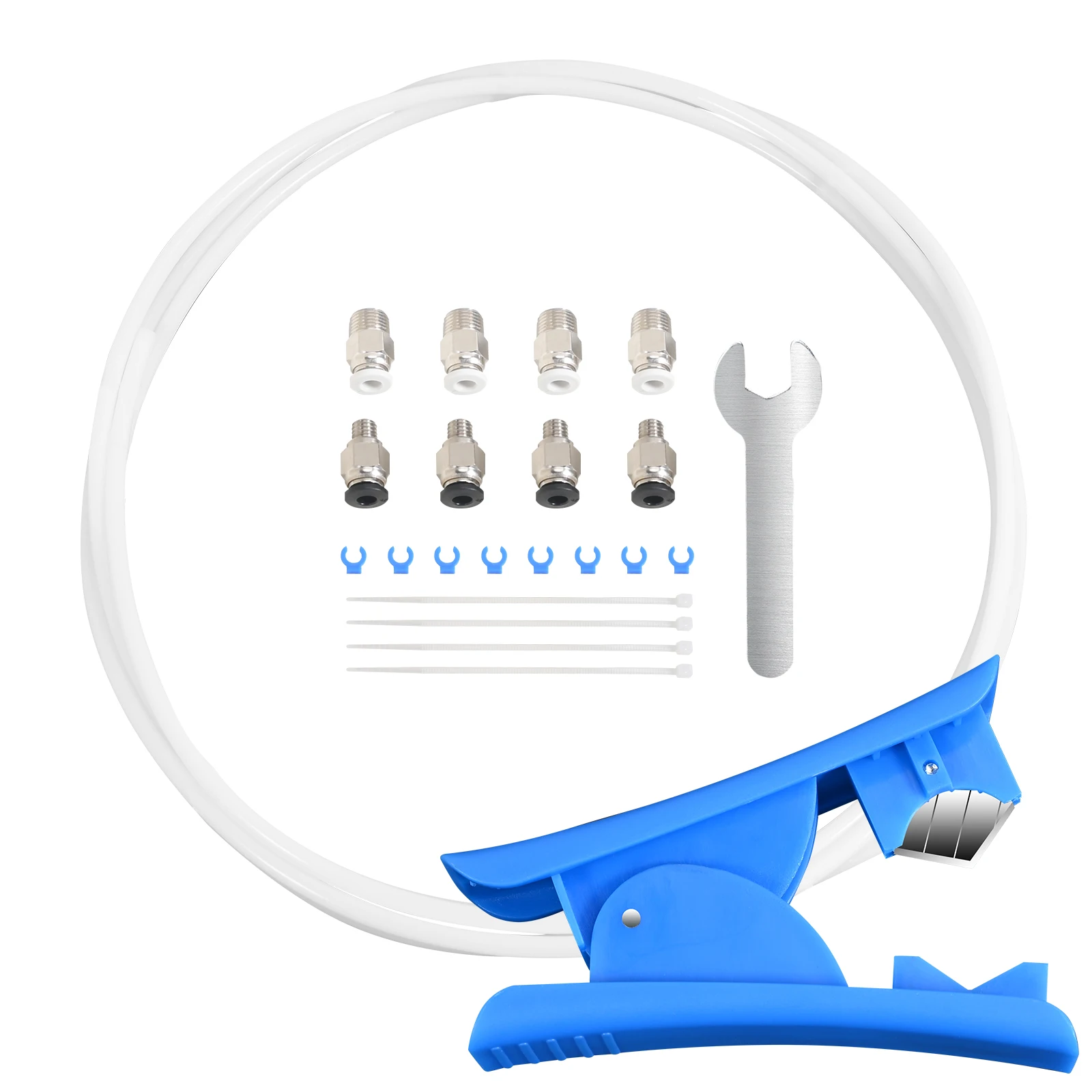 Tubo PTFE Teflon Per Stampanti 3D - 5 Metri Con Connettori PC4-M6 E PC4-M10 - Alta Temperatura