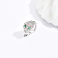 YCP New Original Design Fashion Trend Shining Micro-inlaid Zircon Green Eye Exotic Spirit Snake Ear Bone Clip Earrings 2