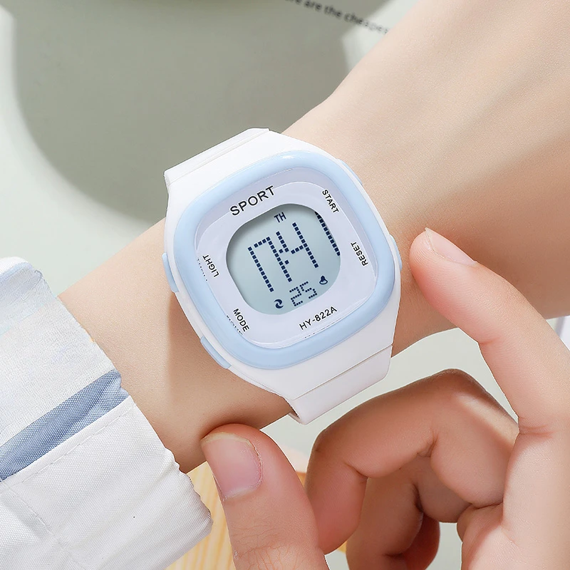 Children's jelly watch, student sports electronic watch, luminous square watch