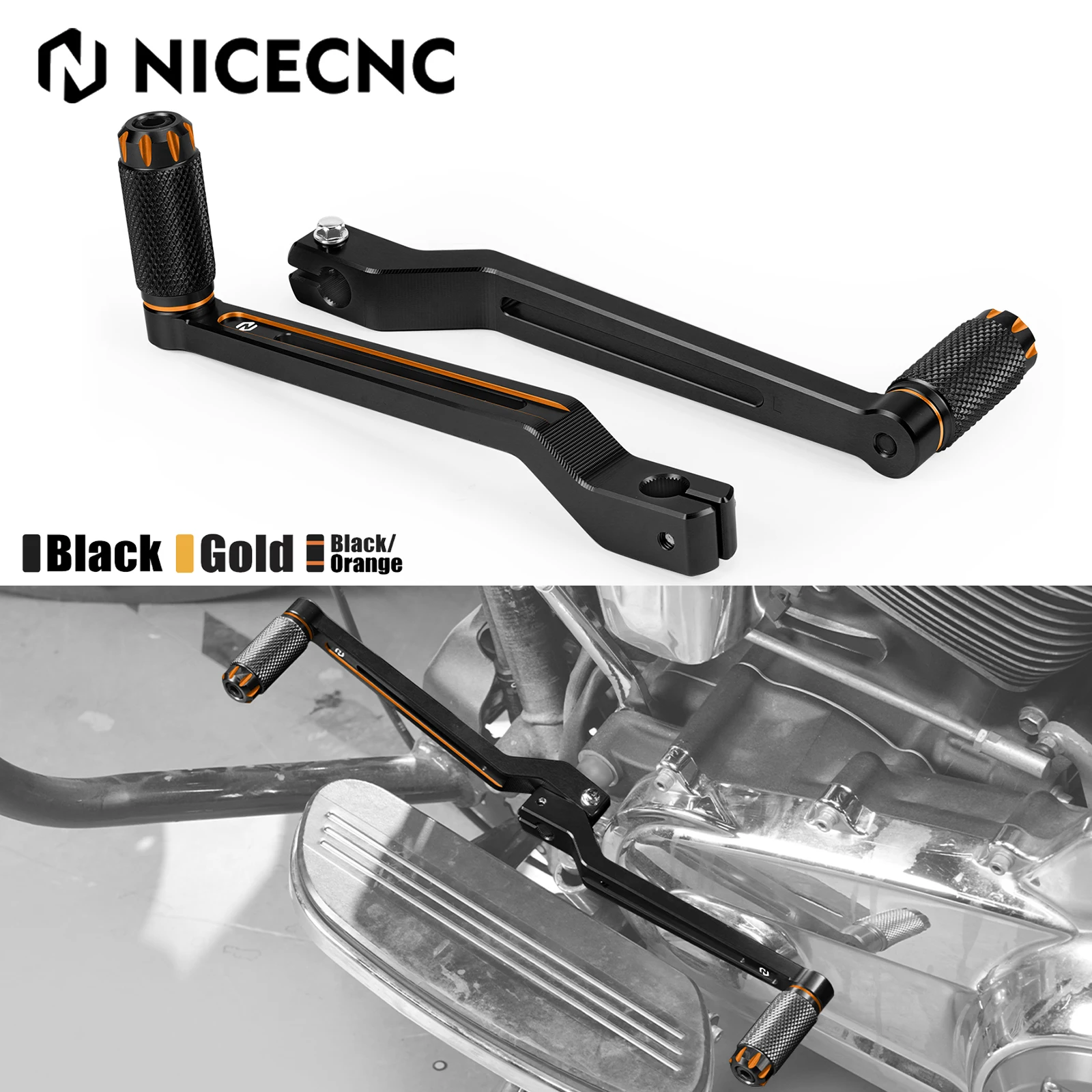 Black CNC Aluminum Gear Shift Lever For Harley Touring & Softail Models - 1 Inch Shorter Than Stock, Nicely Made