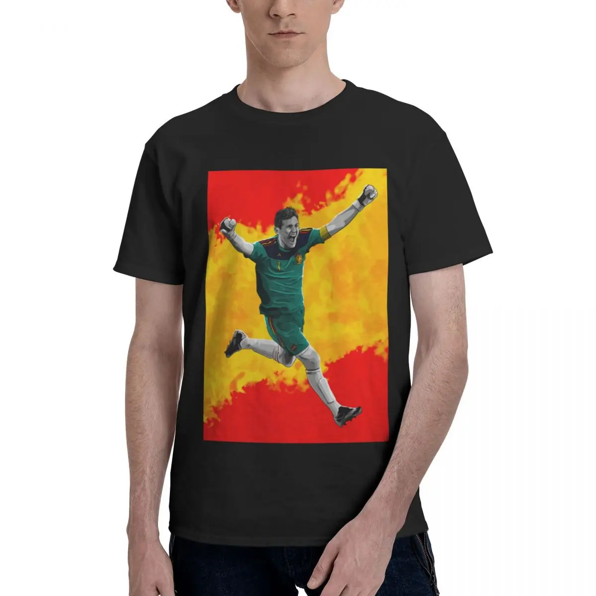 

Spain Ikerss And Casillass 7 Vintage Soccer Team Motion High grade Kemp Tshirt Fitness Eur Size