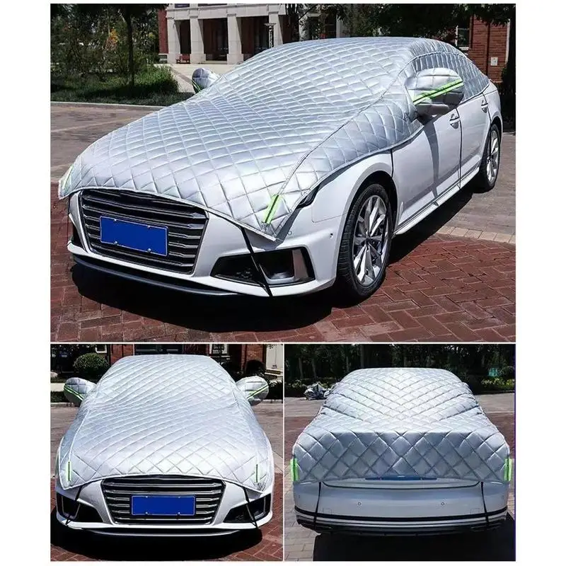 

Car Snow Cover Thicken Waterproof Breathable Half Vehicle Cover Waterproof Snowproof Cover of Most Cars Sedan SUV for All Season