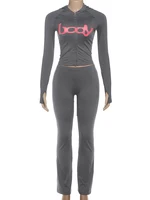 Weird Puss Letter Print Tracksuit 2-Piece Set Women Hooded Jacket+Leggings Matching Stretch Street Casual Sporty Slim Outfits - Image 6