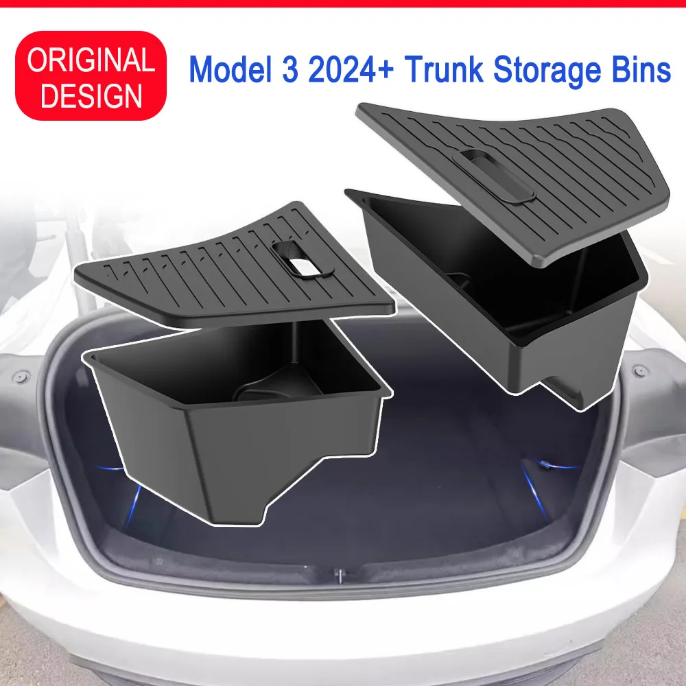 For Tesla Model 3 2025 2026 Trunk Storage Bins Model 3 Highland Organizer Waterproof Rear Trunk Side Storage Box Mat Accessories