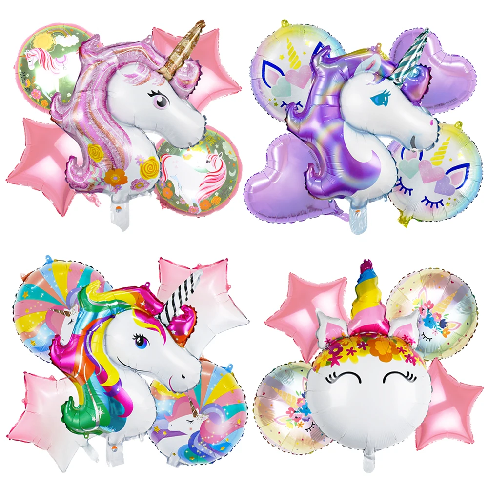 

Pink Rainbow Unicorn Aluminium Foil 18inch Ballon Sets Party Supplies Children's Birthday Decoration Party Supplies DIY Gift Toy