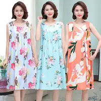 Summer Middle-Aged and Elderly Cotton Silk Nightgowns Pajamas Women's Dresses Large Size Mother's Casual Nightgowns Homewear - Image 3