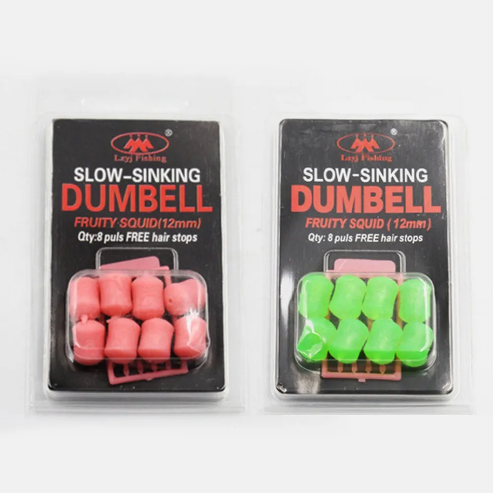 8 Pcs 12Mm-Carp Fishing Dumbells Bait Con Hair Stop Lento Affondamento Fruttato Sapore Di Calamaro Esche Finte Esca Da Pesca Pop-Up Galleggiante