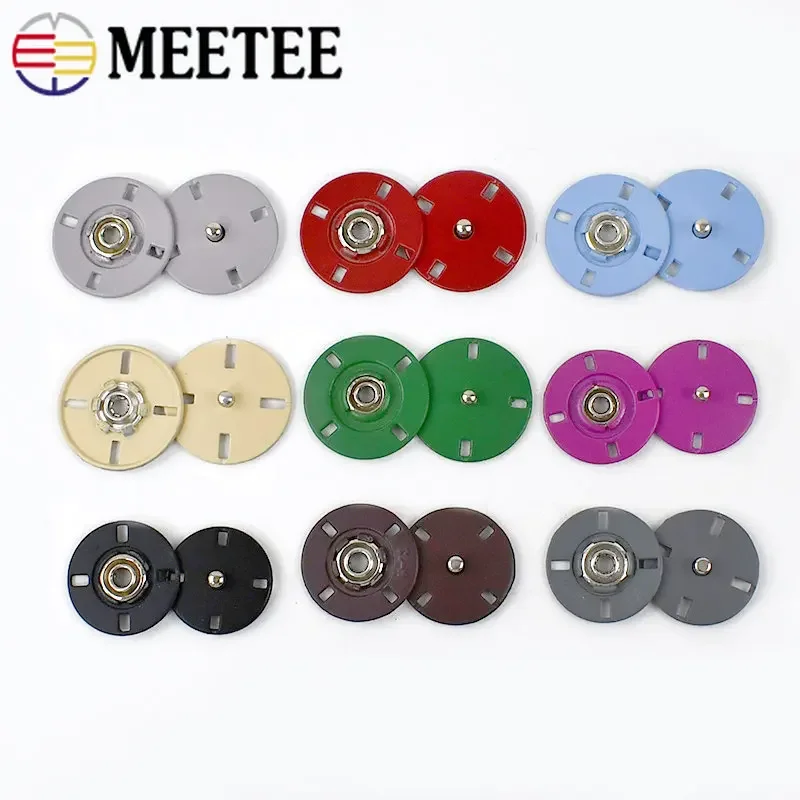 Meetee 10sets 10-25mm Metal Snap Buttons Invisible Fastener Press Button Clasp Coat Down Jacket DIY Garment Sewing Accessories 2