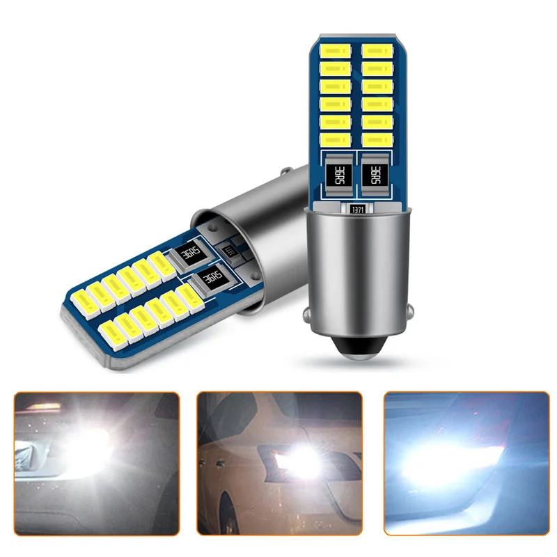 슈퍼 브라이트 자동차 LED 라이트 캔버스 BA9S LED H6W T4W 12V 리버스 램프 번호판 주차 조명 전구, 흰색 자동차 액세서리, 2 개